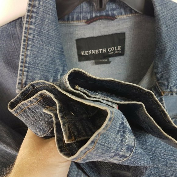 Kenneth Cole Denim Blue Long Sleeve Shirt Men's XL Casual Button Up - Picture 2 of 12